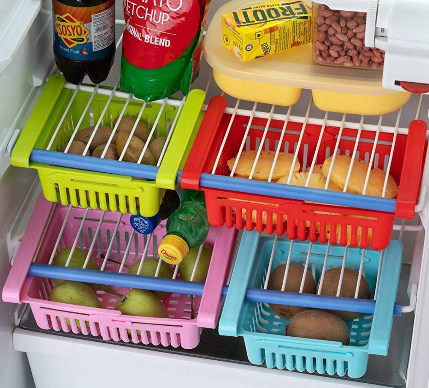 Adjustable fridge baskets ( Pack of 4)